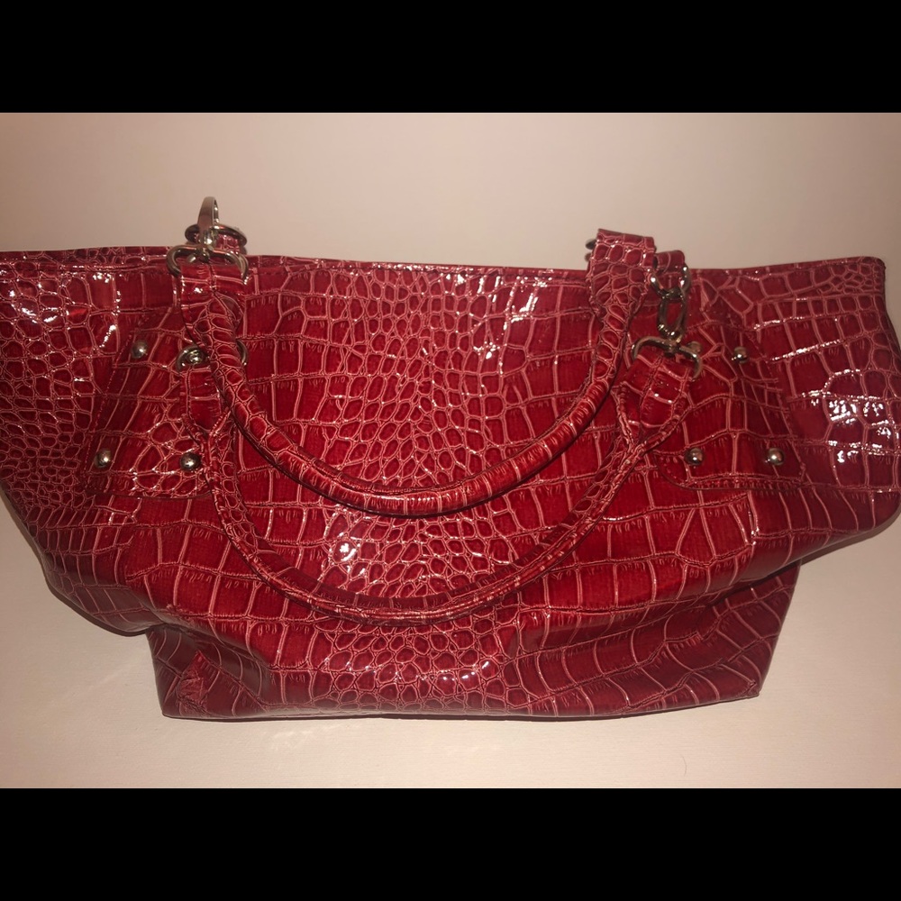 The Metropolitan Red Faux Crocodile Skin Bag